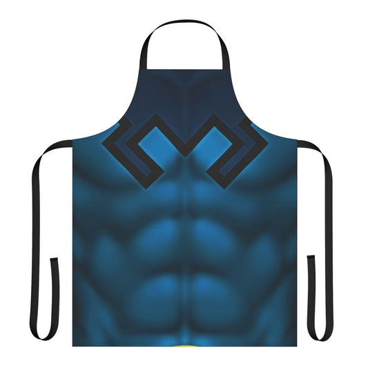 Blue Beetle superhero character art printed on a high-quality apron.