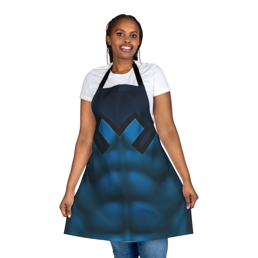 Blue Beetle superhero character art printed on a high-quality apron.
