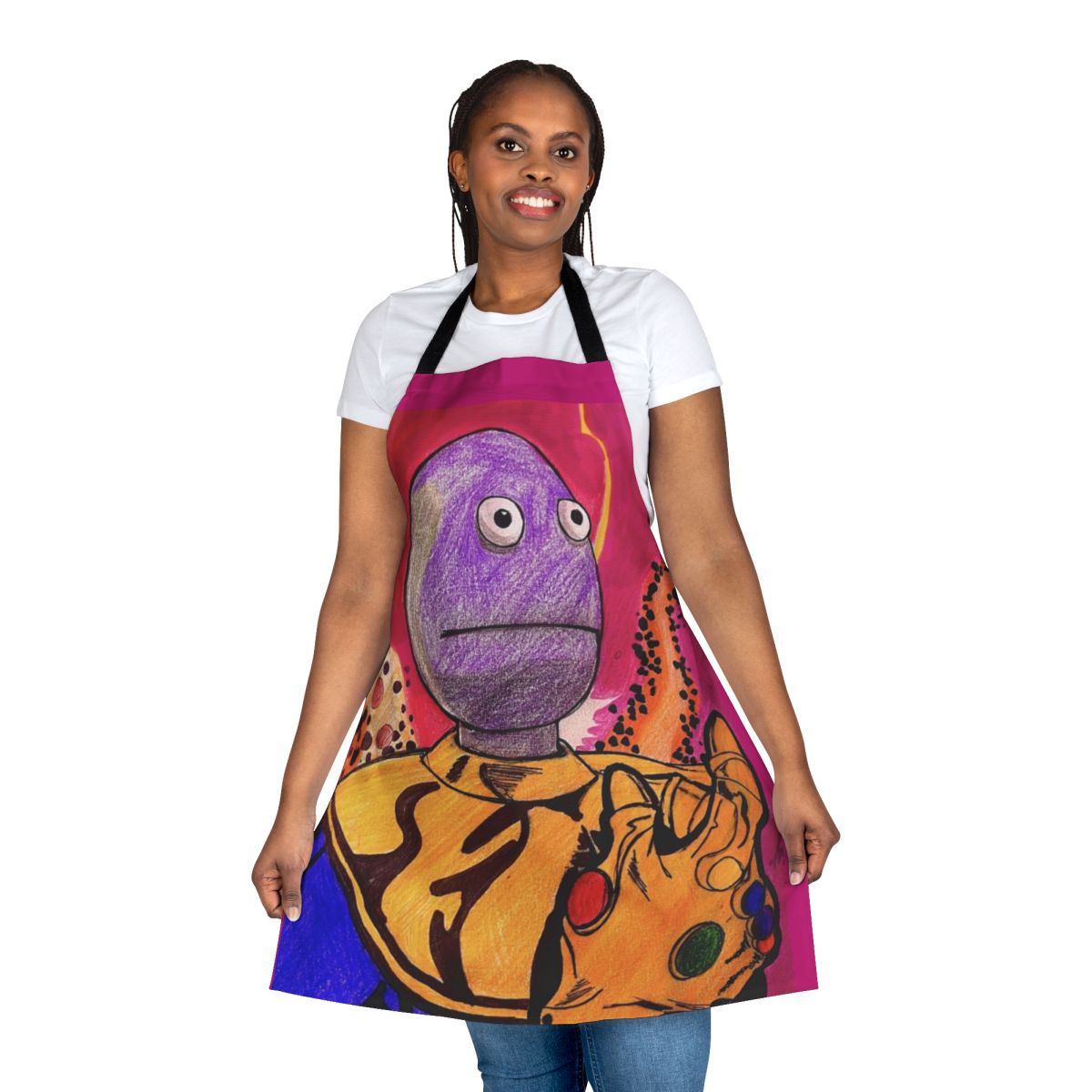 Comedy apron featuring Randy the Inevitable character from Randy Feltface