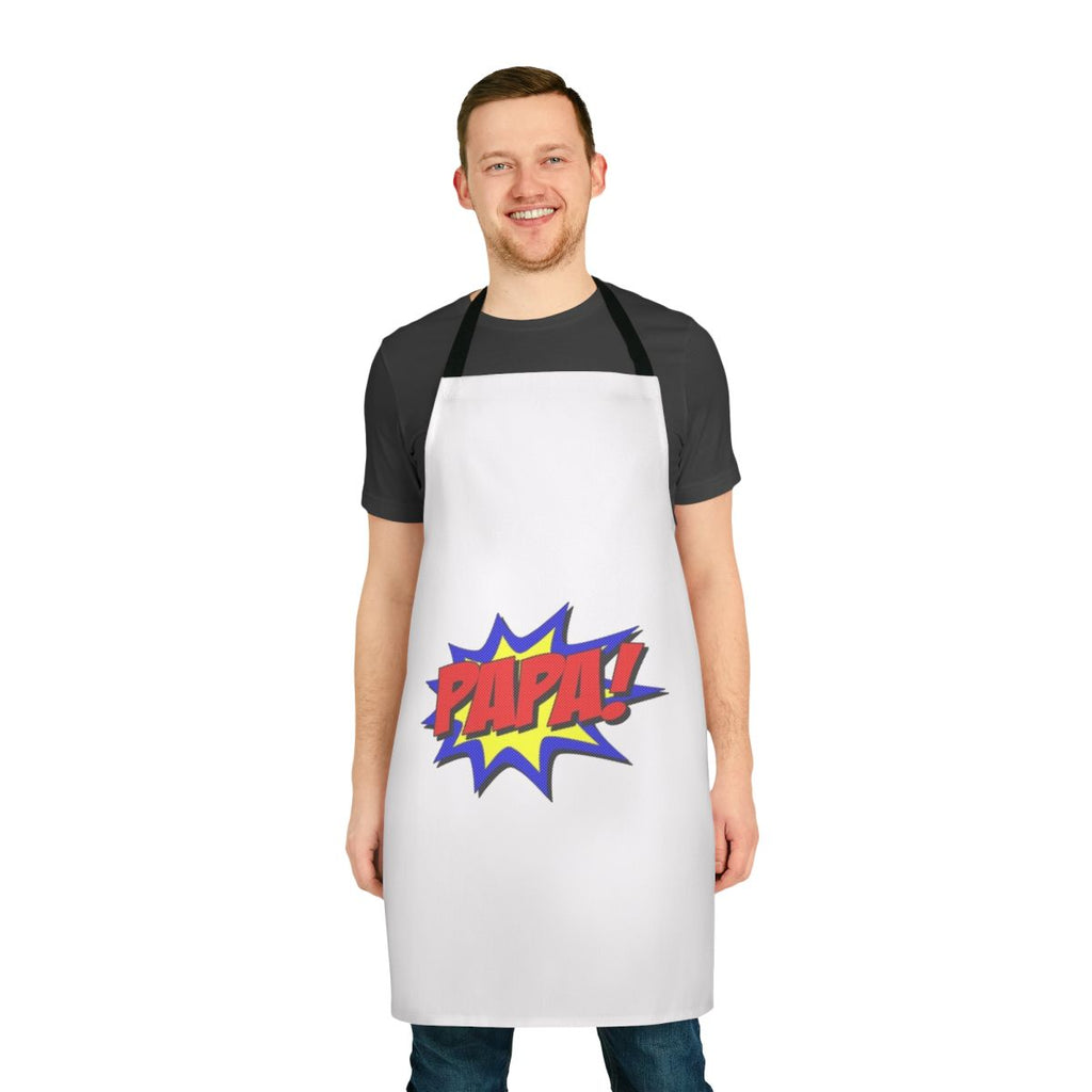 Superhero-inspired apron for dads, featuring a playful superhero design