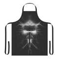Superhero-inspired apron with a lightning bolt and hammer design