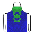 A vibrant green and blue apron featuring an ionic energy design inspired by the Green Lantern superhero.