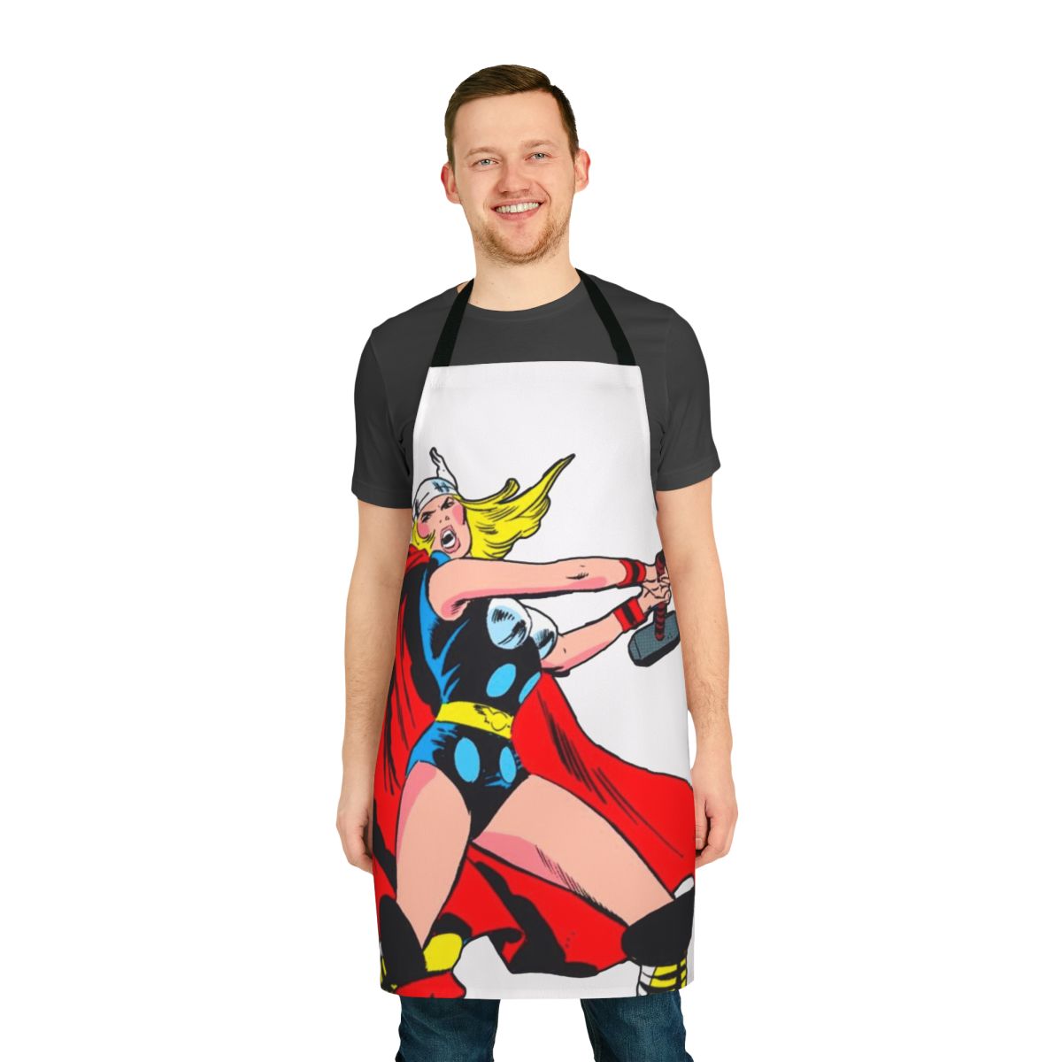 Apron featuring the character Jane Foster, the female Thor, from the Marvel universe.