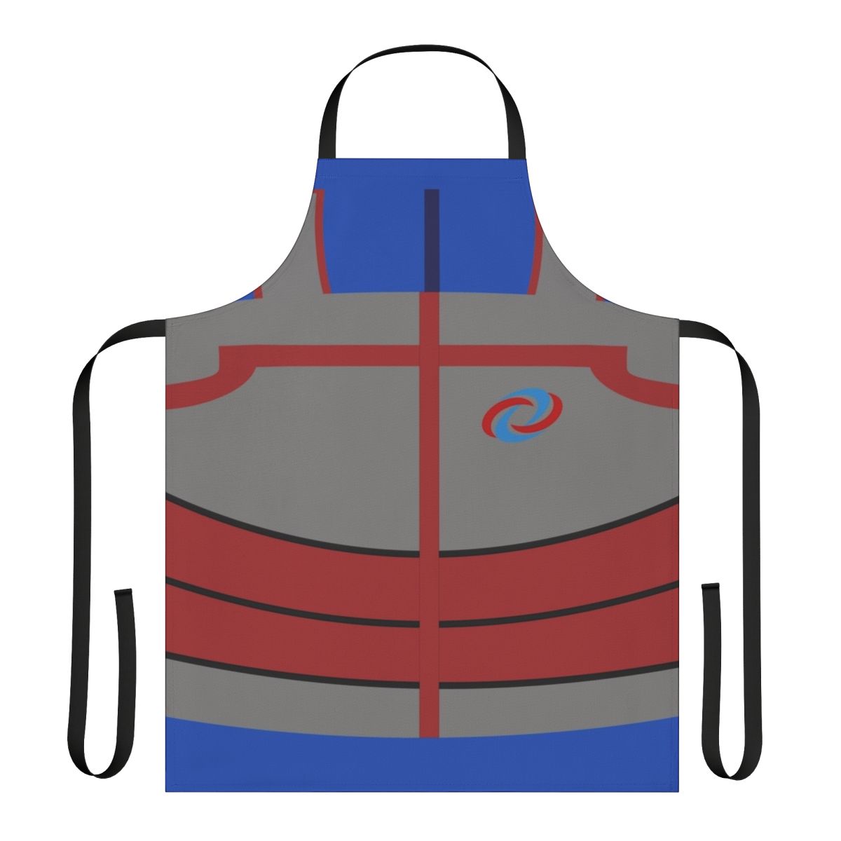Blue and red minimalist apron design inspired by the Nickelodeon TV show Kid Danger