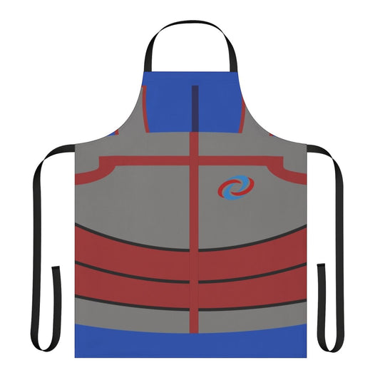 Blue and red minimalist apron design inspired by the Nickelodeon TV show Kid Danger