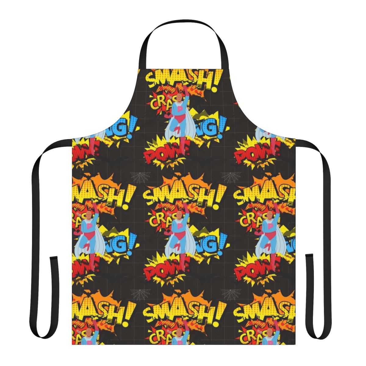 A classic apron design with a superhero-inspired look, perfect for the kitchen.