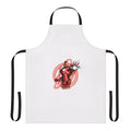 A superhero-themed apron with an iron design, perfect for cooking and baking enthusiasts.