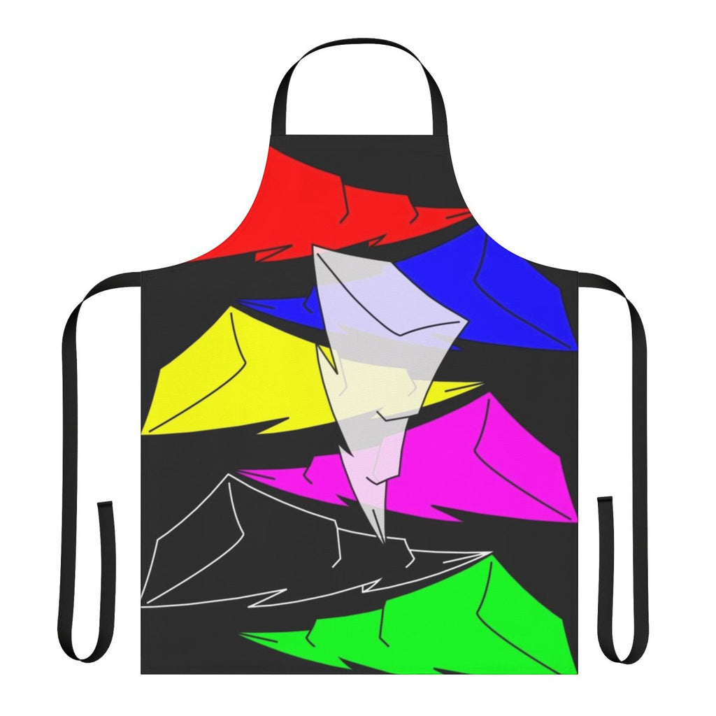 Stylized lightning bolt design on a durable apron for the power rangers fan or superhero enthusiast.