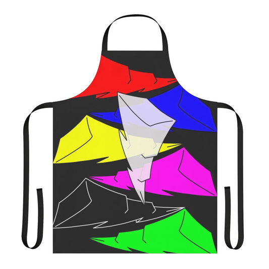 Stylized lightning bolt design on a durable apron for the power rangers fan or superhero enthusiast.