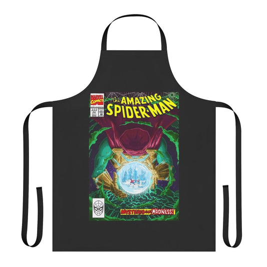 Apron featuring Mysterio, a Spider-Man villain, in a comic book-style design