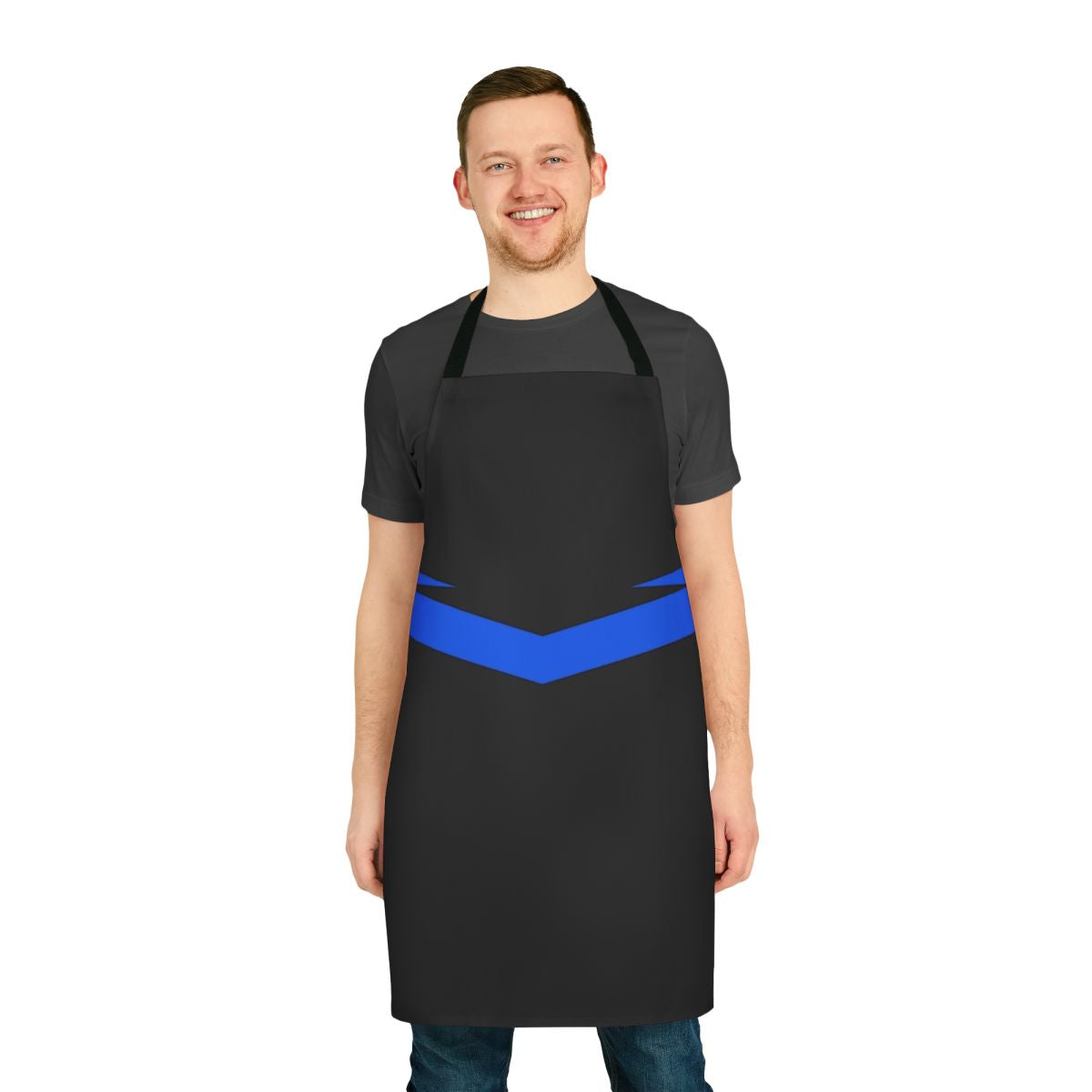 Nightwing-themed apron with the superhero's iconic logo and design