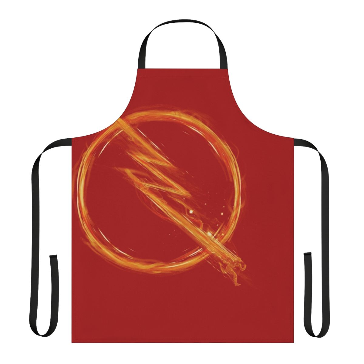 Reversible apron with a superhero-inspired design, featuring lightning bolt graphics.