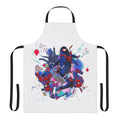Spider Verse-themed apron featuring web designs and spider motifs