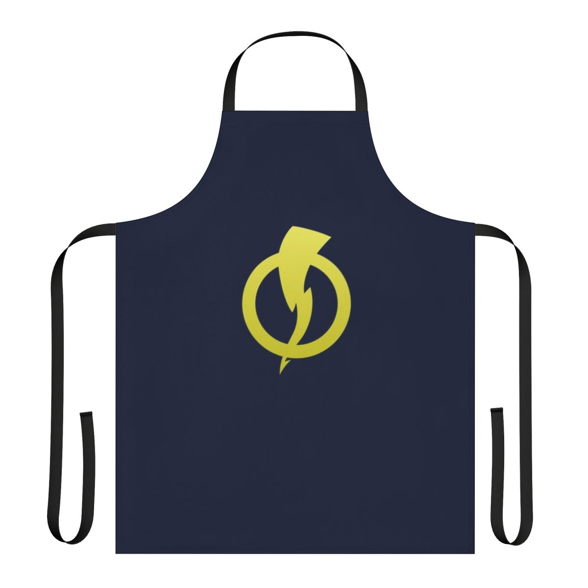 Black and yellow superhero-themed apron with the Static Shock logo