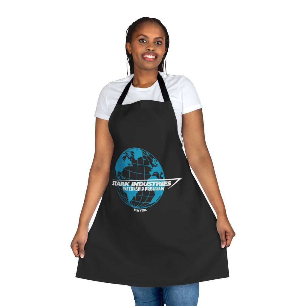 Internship program apron featuring Marvel superheroes like Iron Man, Spider-Man, and Captain America