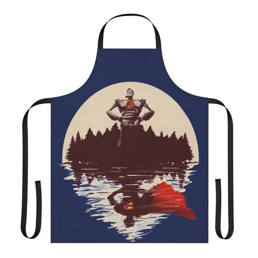 Superhero-themed kitchen apron featuring imagery and designs inspired by the animated film The Iron Giant