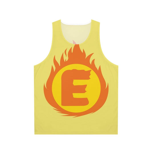 Superhero letter E fire insignia unisex tank top