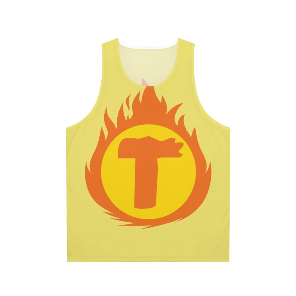 Superhero letter and fire insignia unisex tank top
