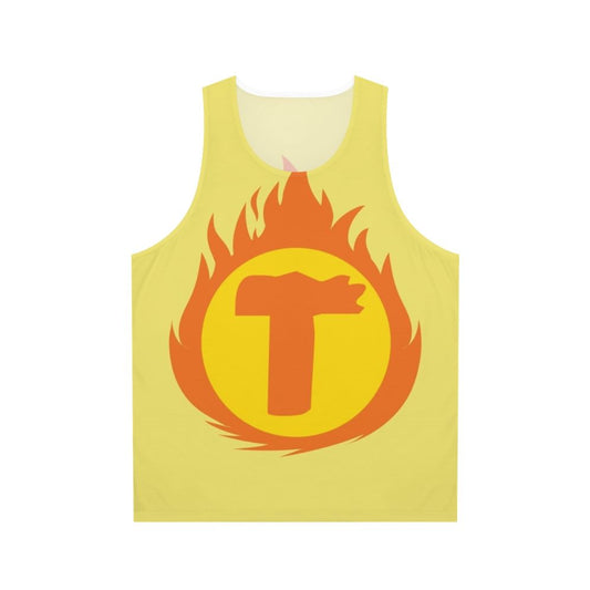 Superhero letter and fire insignia unisex tank top