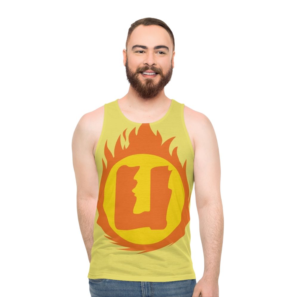 Superhero Letter U Fire Insignia Unisex Tank Top