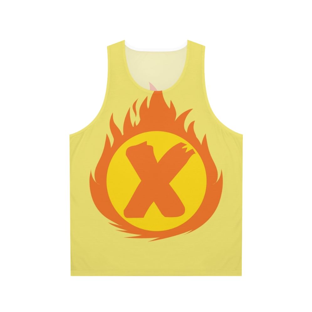 Superhero Letter X Fire Insignia Unisex Tank Top