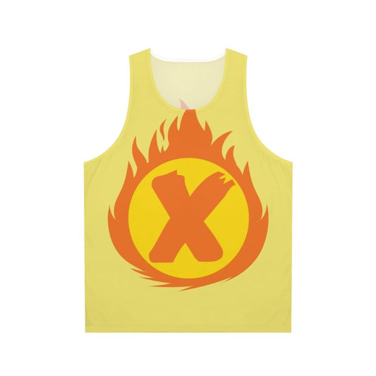 Superhero Letter X Fire Insignia Unisex Tank Top