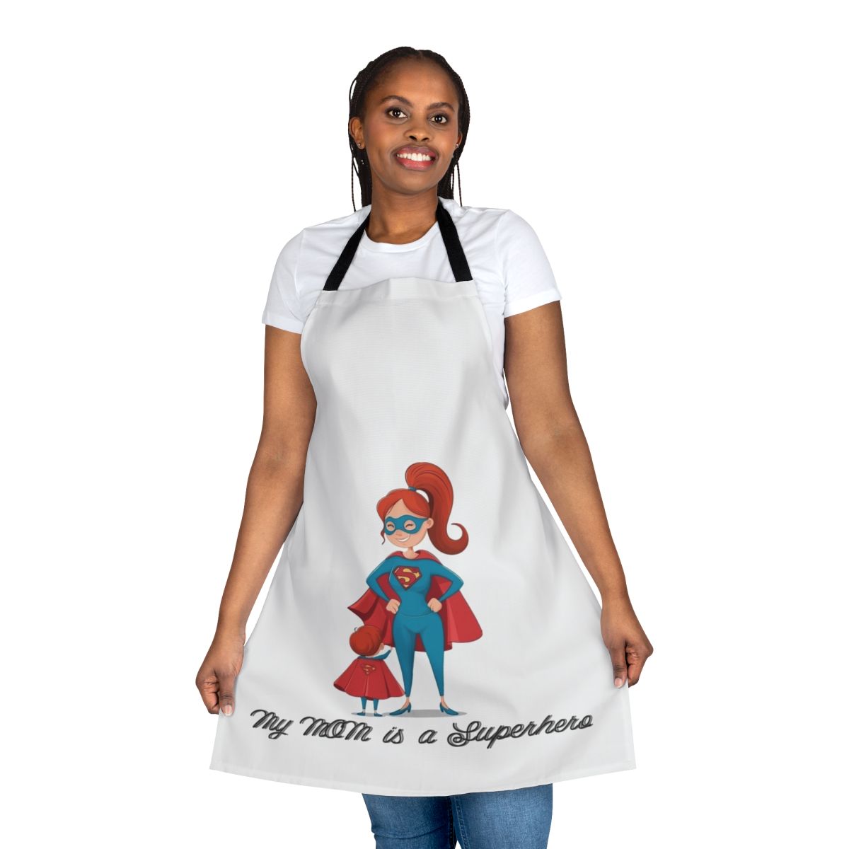 Superhero Mom Apron with "My Mom Is A Superhero" design