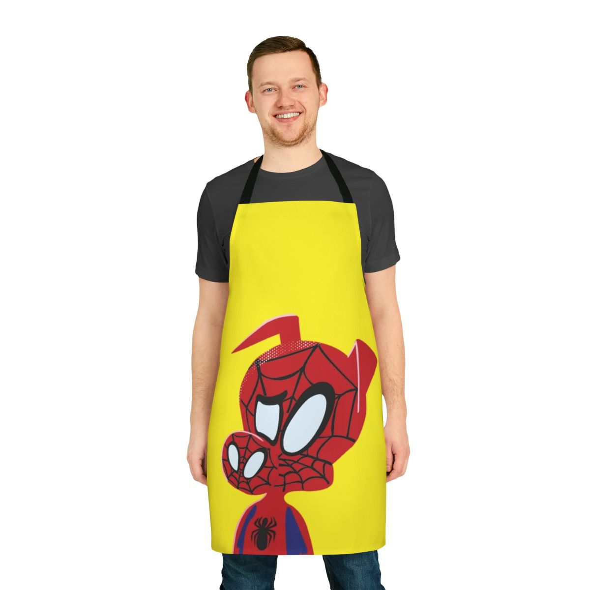 Vibrant apron featuring the animated character Spider-Ham from the Spider-Man: Into the Spider-Verse movie.