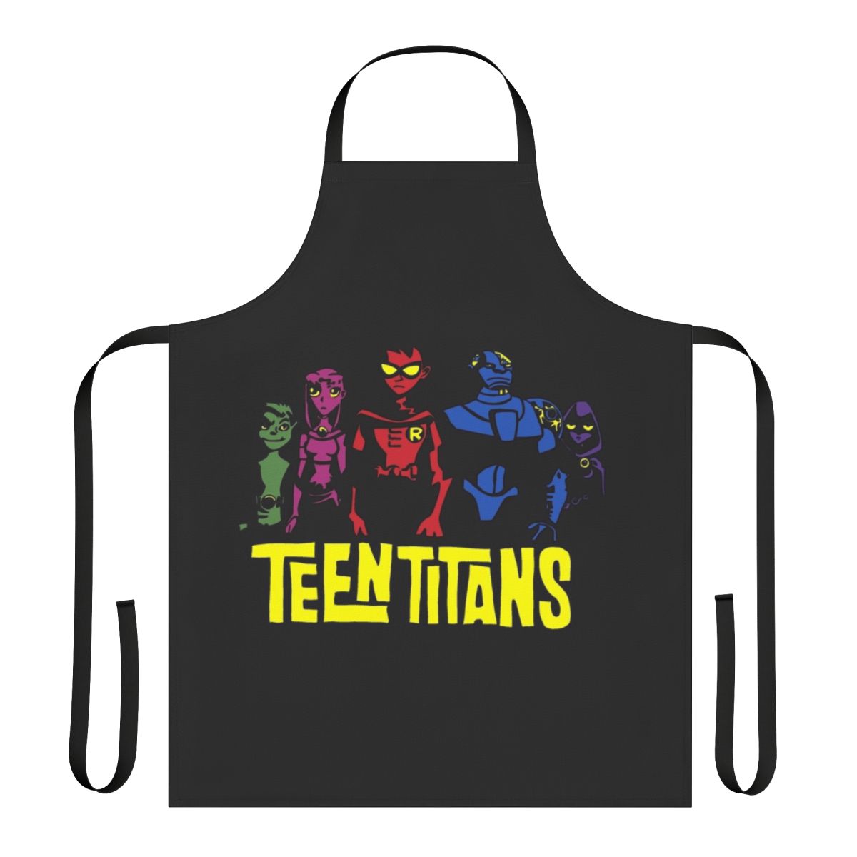 Superhero Silhouette Apron featuring characters from Teen Titans