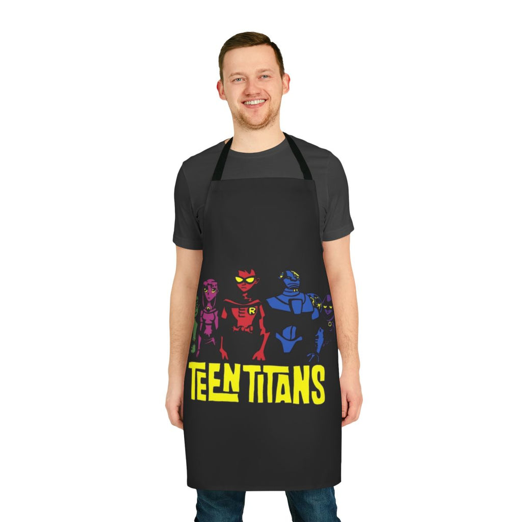 Superhero Silhouette Apron featuring characters from Teen Titans