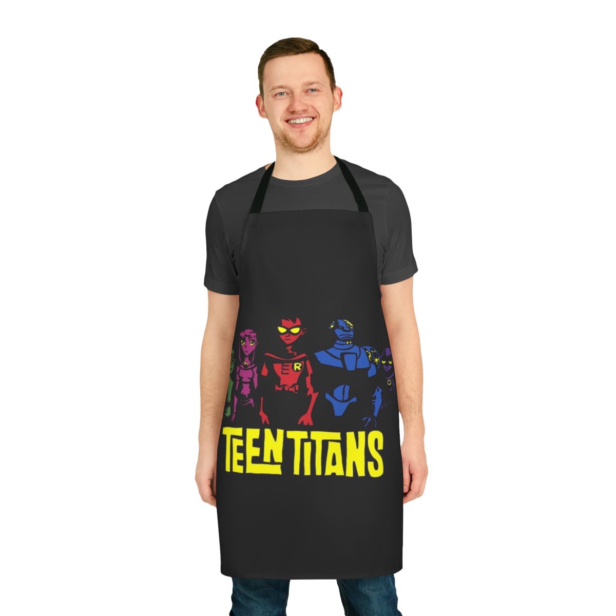 Superhero Silhouette Apron featuring characters from Teen Titans