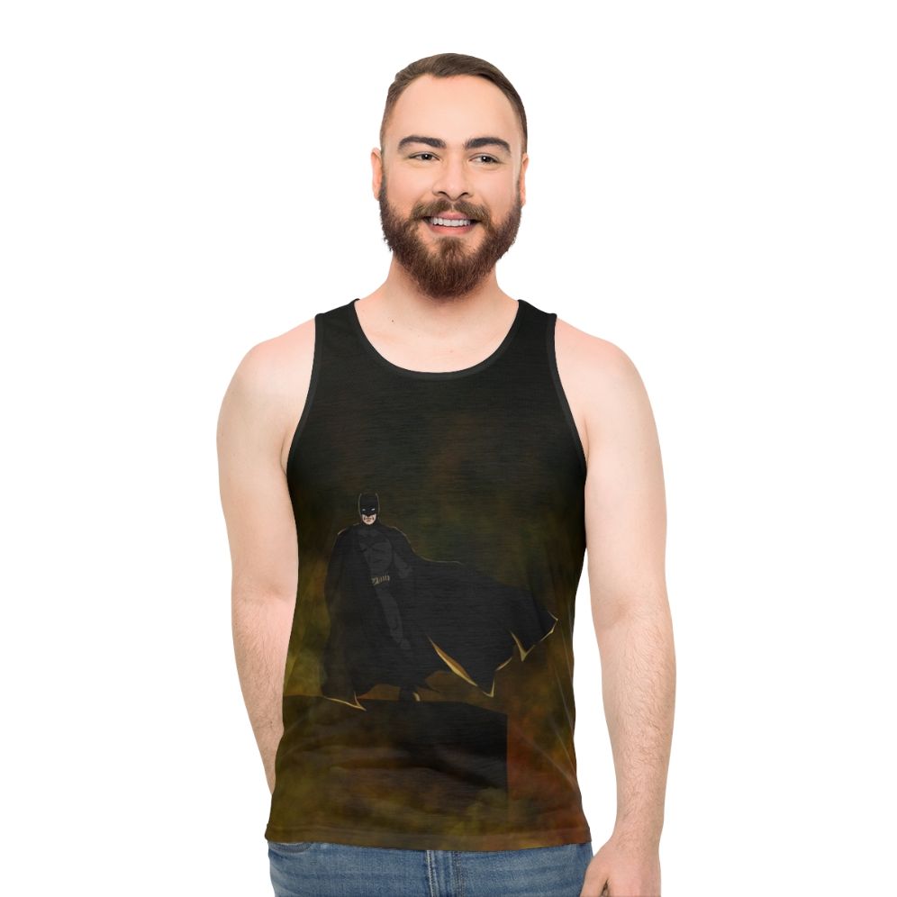 Superhero unisex tank top with NYC and animal design