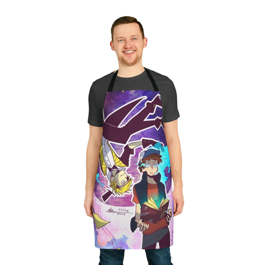 Gravity Falls inspired apron featuring Bill Cipher and Dipper Pines in a supernatural fantasy design