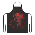 Supernatural-inspired splatter pattern apron with Dean Winchester imagery