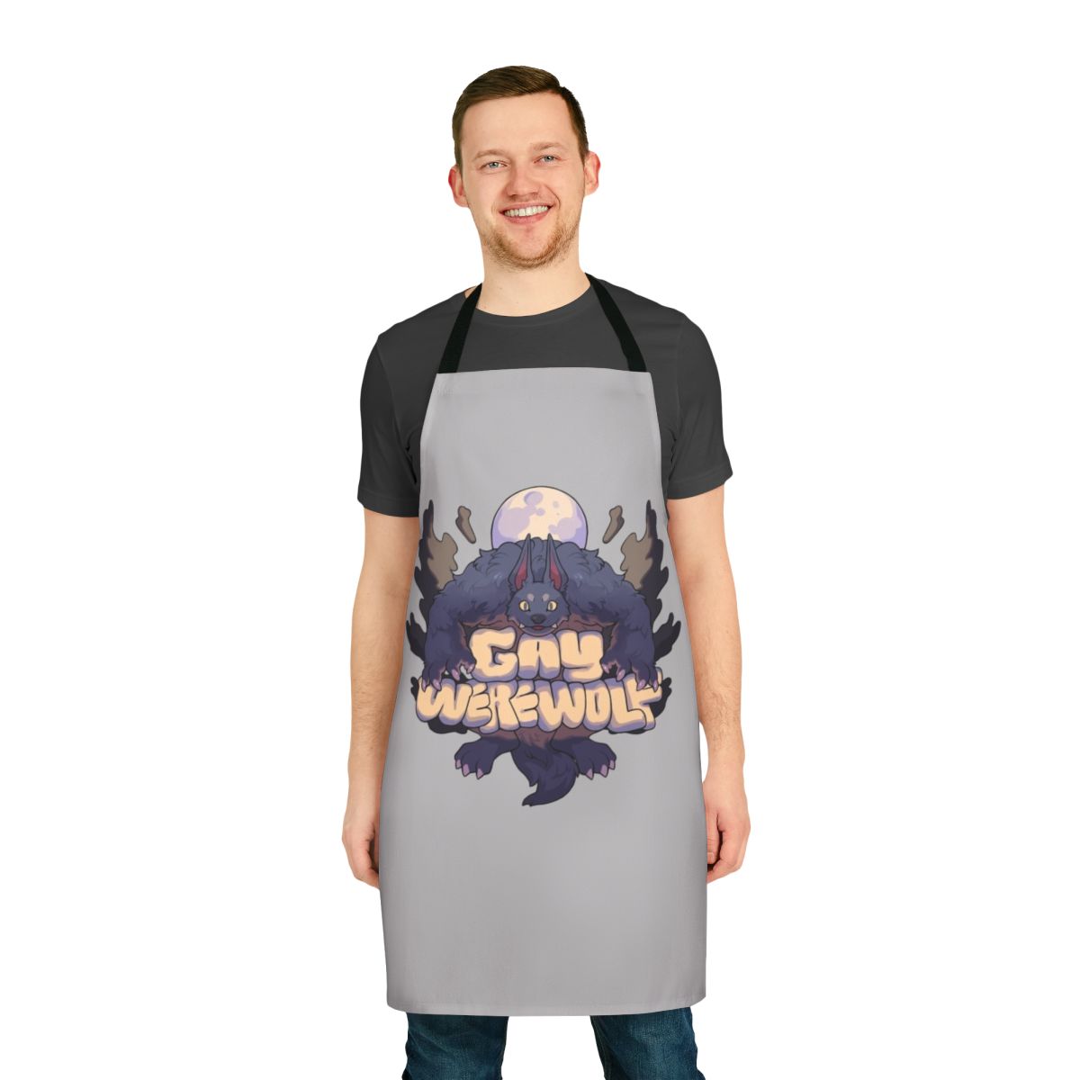 Supernatural werewolf apron with a whimsical, fantasy design for the kitchen