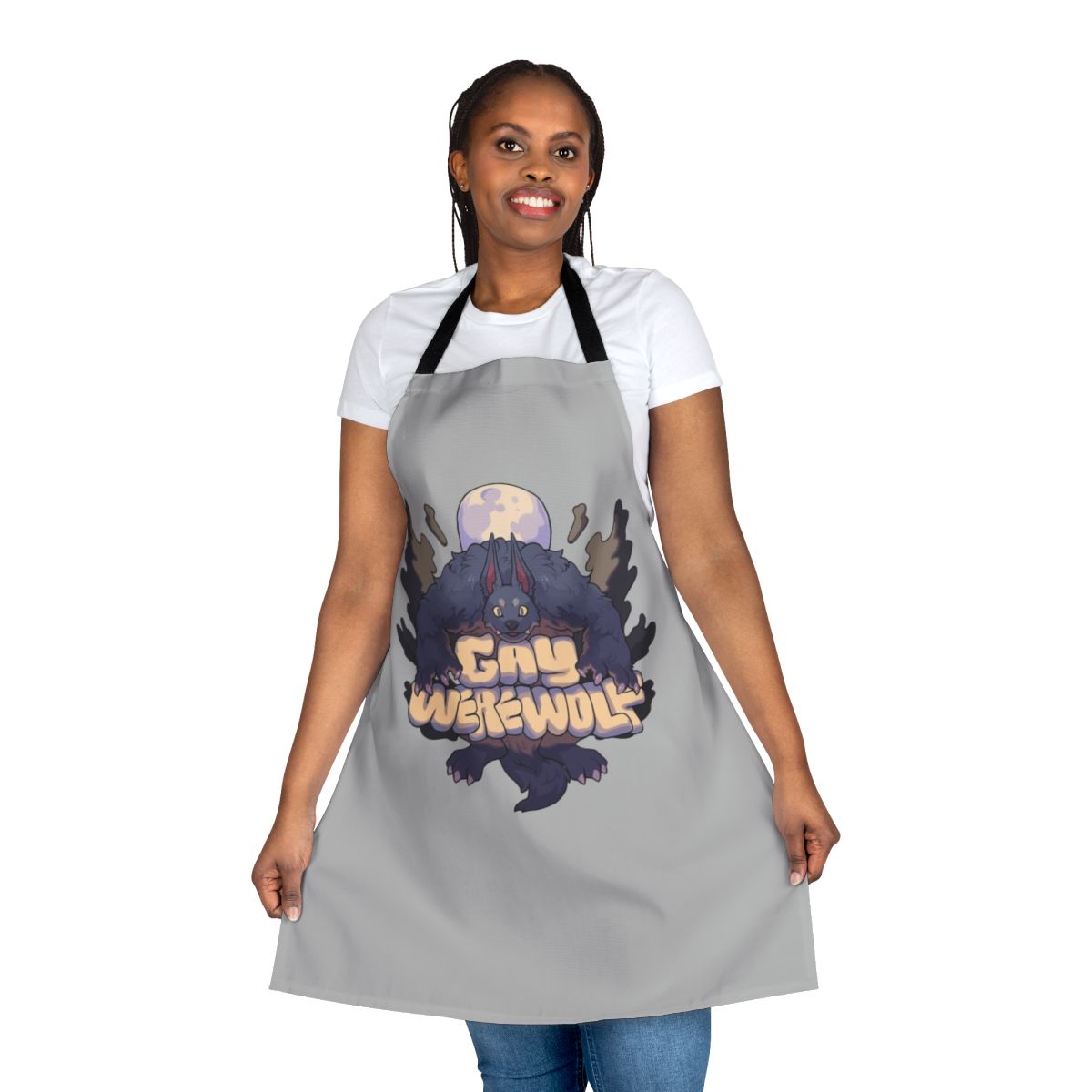 Supernatural werewolf apron with a whimsical, fantasy design for the kitchen