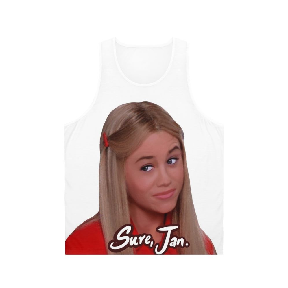 Unisex tank top with 'Sure Jan' sassy pop culture meme