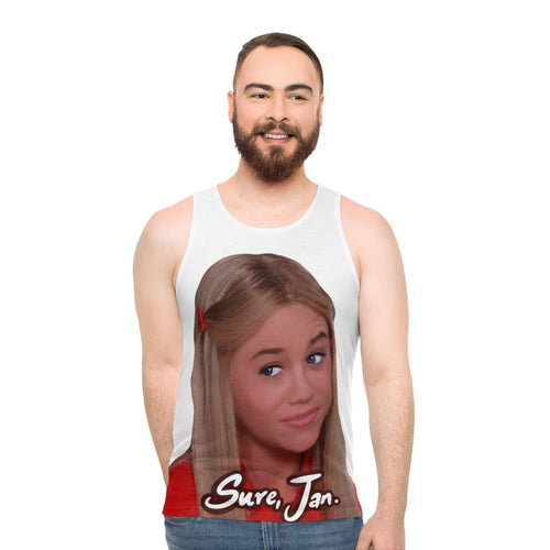 Unisex tank top with 'Sure Jan' sassy pop culture meme