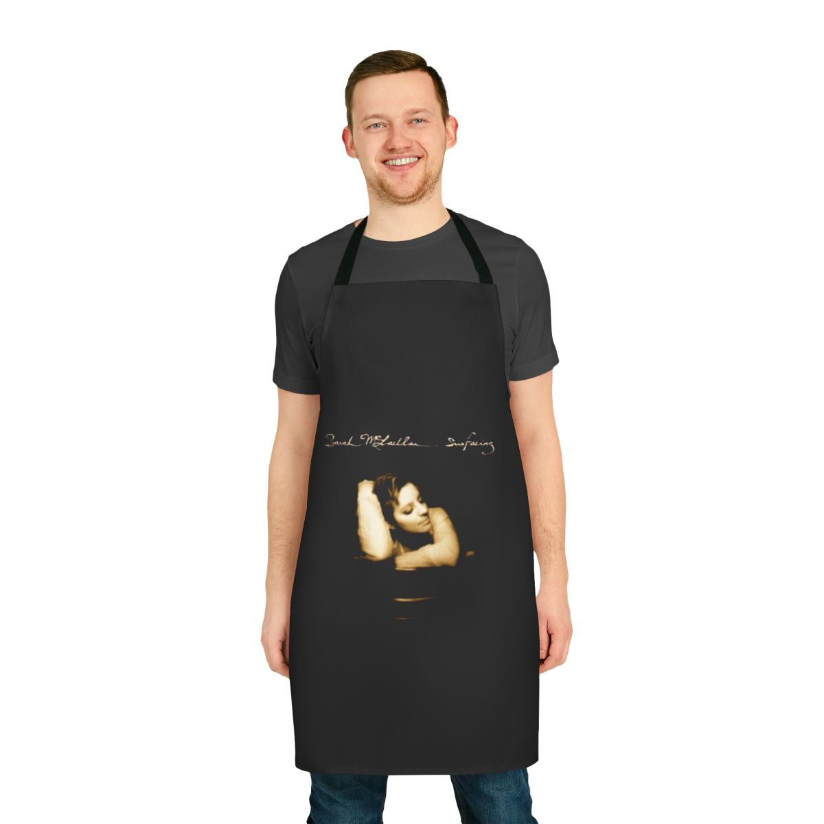 Surfacing album cover inspired apron featuring Sarah McLachlan's music