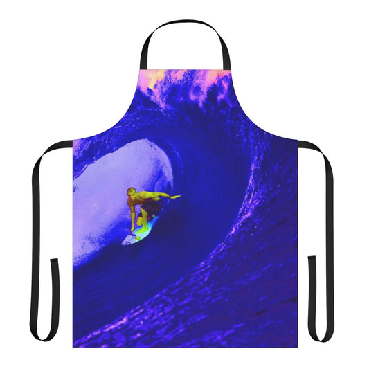 A surfing-themed apron featuring abstract, nature-inspired patterns in a vintage-inspired style.