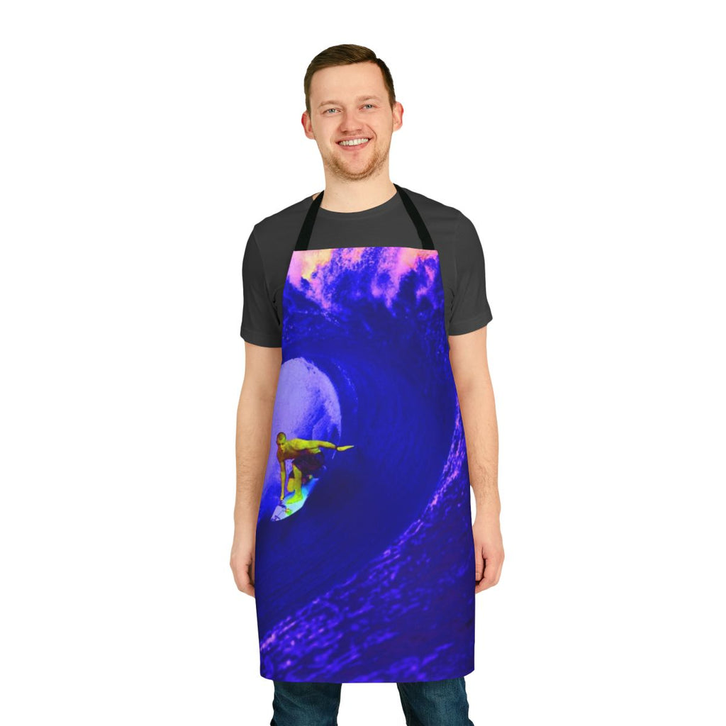 A surfing-themed apron featuring abstract, nature-inspired patterns in a vintage-inspired style.