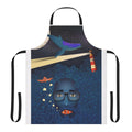 Apron featuring a surreal, mystical design with a flying whale, starry night sky, and other ethereal elements.