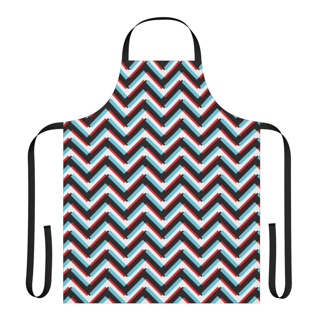 Stereoscopic chevron pattern apron with a surreal, abstract design inspired by the iconic television series Twin Peaks.