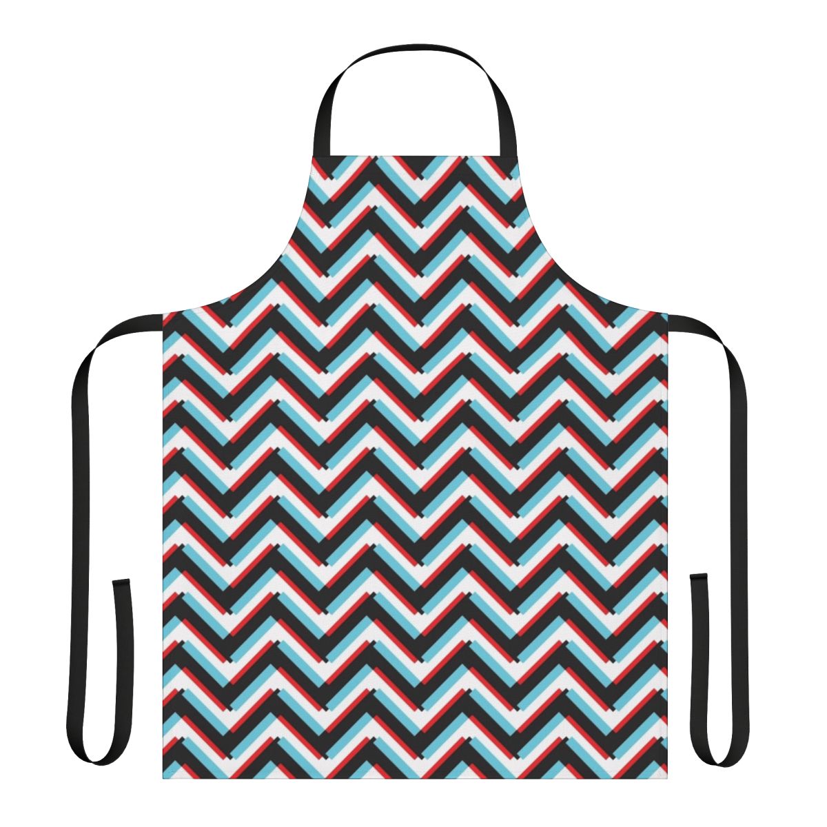 Stereoscopic chevron pattern apron with a surreal, abstract design inspired by the iconic television series Twin Peaks.