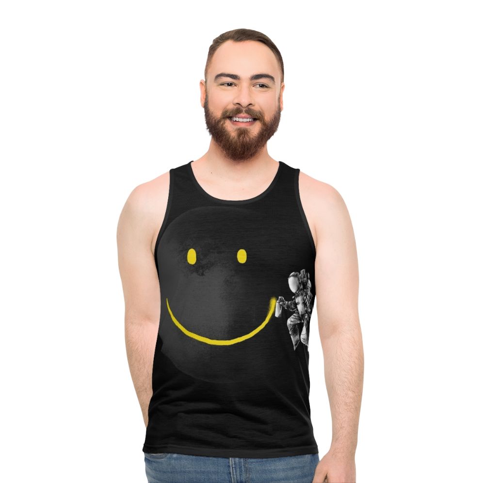 Surreal cosmic smile unisex tank top