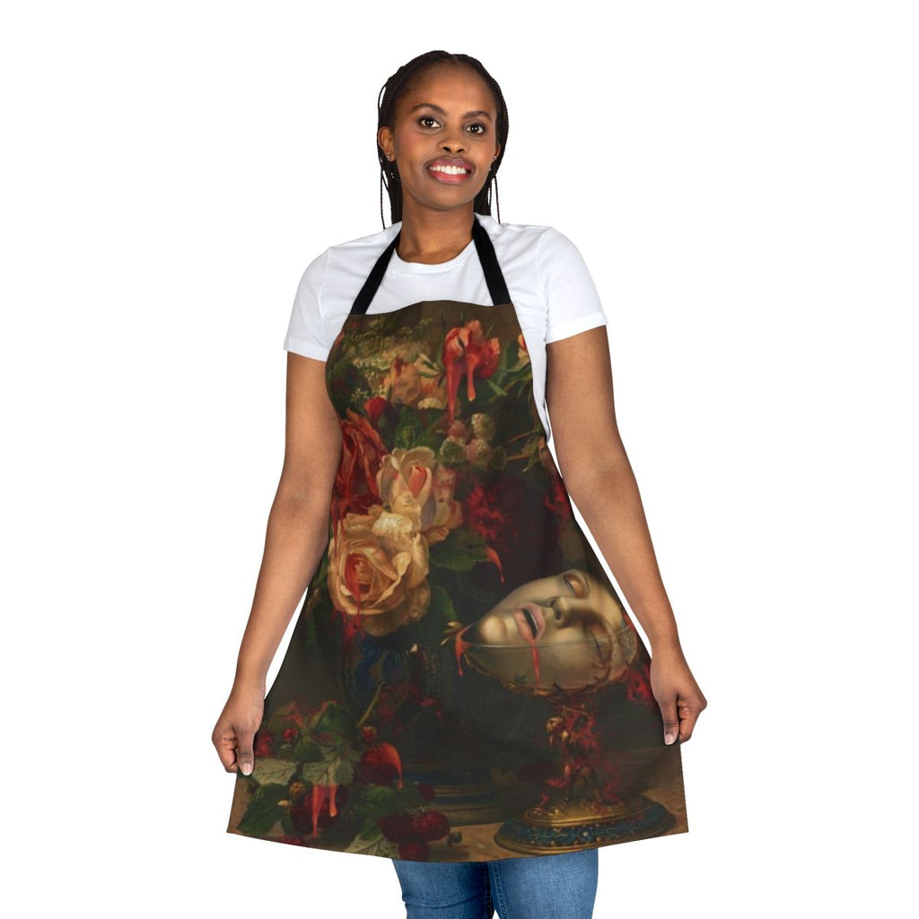 Surreal dark gothic apron with collage-style illustration