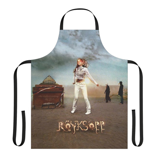 Apron featuring a surreal desert landscape design inspired by the music of electronic duo Royksopp