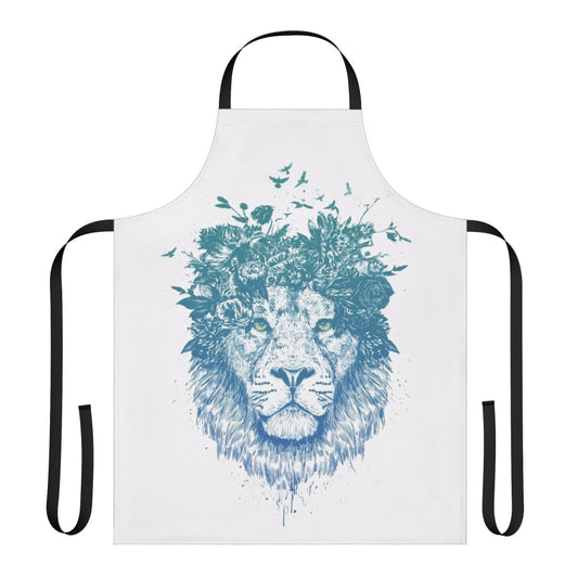 Floral lion apron with a surreal, nature-inspired design by Balazs Solti