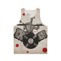 Surreal giraffe drummer anthropomorphic unisex tank top