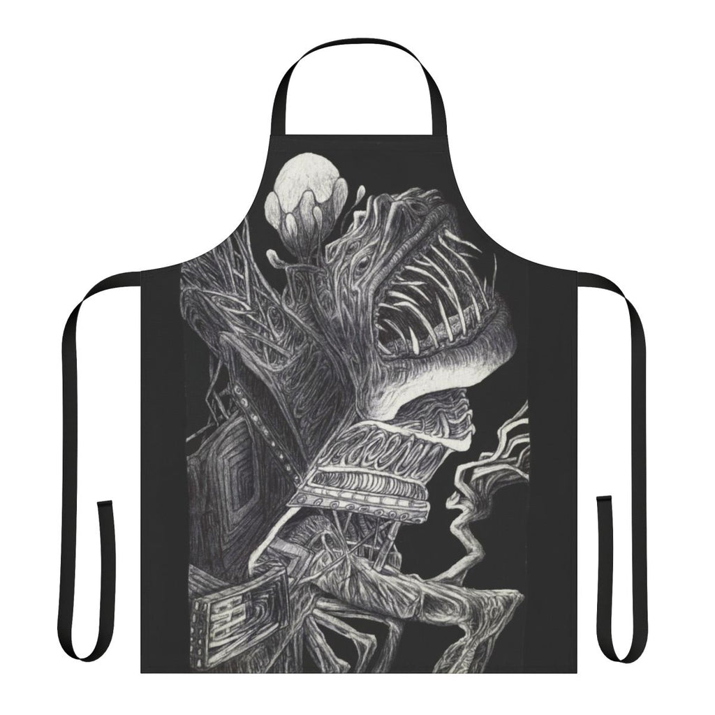 Surreal, creepy apron with a monstrous, horror-themed design